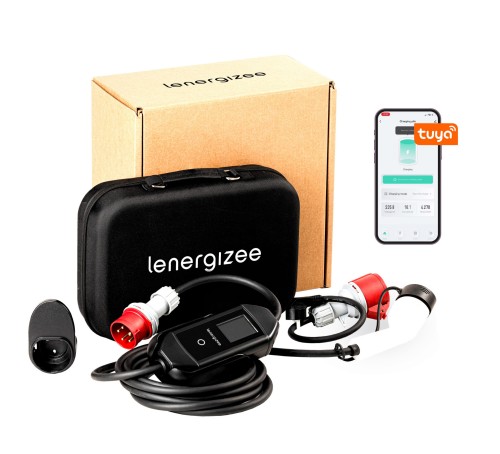 Lenergizee Mobile 11kW portable charger, 5m cable, power adapter, bag