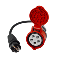 Power adapter - reduction from 32A 5P socket, IP44, to 230V plug