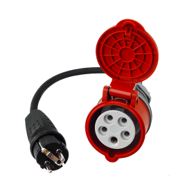 Power adapter - reduction from 32A 5P socket, IP44, to 230V plug